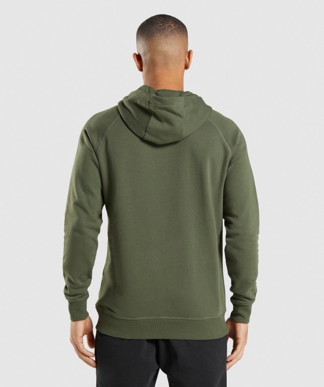 Olive Gymshark Crest Men's Hoodies | US-48JBIWG