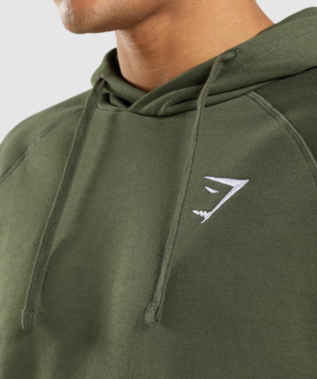 Olive Gymshark Crest Men's Hoodies | US-48JBIWG