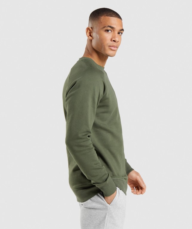 Olive Gymshark Crest Sweatshirt Men's Hoodies | US-92FEHZQ