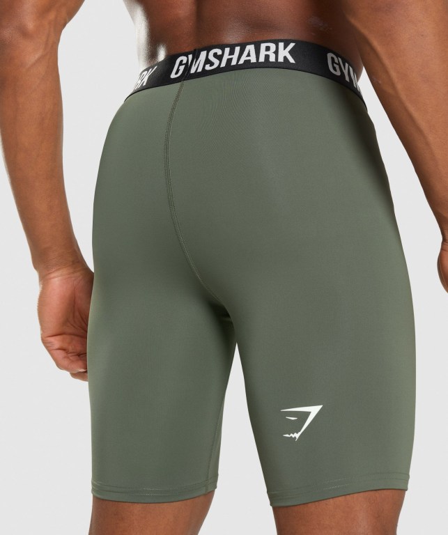 Olive Gymshark Element Baselayer Men's Shorts | US-62HAKRW