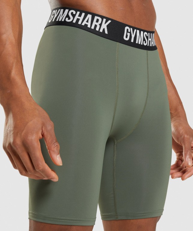 Olive Gymshark Element Baselayer Men's Shorts | US-62HAKRW