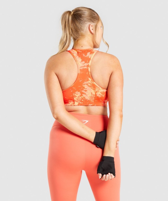 Orange Camo Gymshark Essential Racer Back Training Women's Sports Bra | US-96RXUVJ