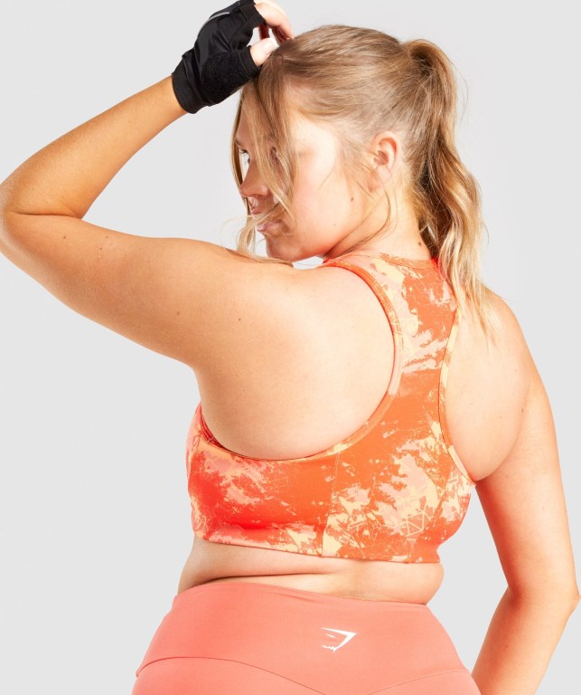 Orange Camo Gymshark Essential Racer Back Training Women's Sports Bra | US-96RXUVJ