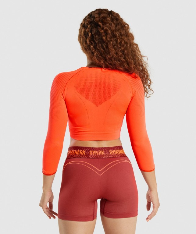 Orange Gymshark Apex Seamless Crop Top Women's T Shirts | US-06RYMTU