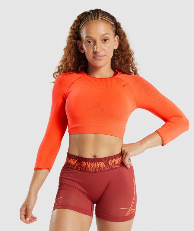 Orange Gymshark Apex Seamless Crop Top Women\'s T Shirts | US-06RYMTU