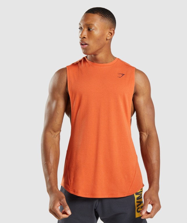 Orange Gymshark Bold Drop Arm Men's Tank Tops | US-59WZQBX