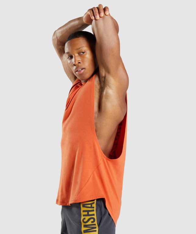 Orange Gymshark Bold Drop Arm Men's Tank Tops | US-59WZQBX