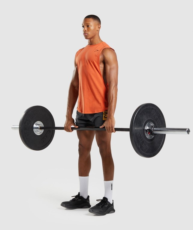 Orange Gymshark Bold Drop Arm Men's Tank Tops | US-59WZQBX