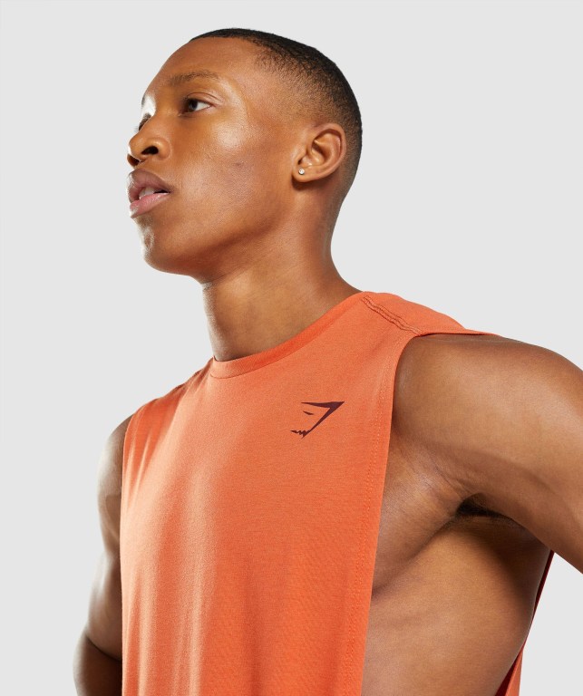 Orange Gymshark Bold Drop Arm Men's Tank Tops | US-59WZQBX