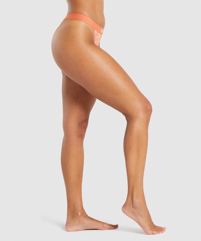 Orange Gymshark Cotton High Rise Thong Women's Underwear | US-28AQNPH