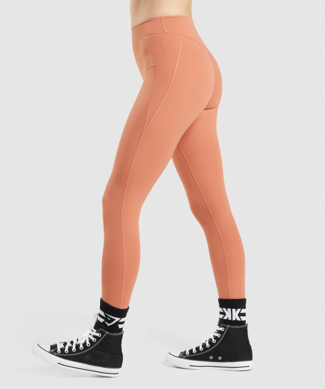 Orange Gymshark KK Fit 7/8 High Waisted Women's Leggings | US-59SLUWY