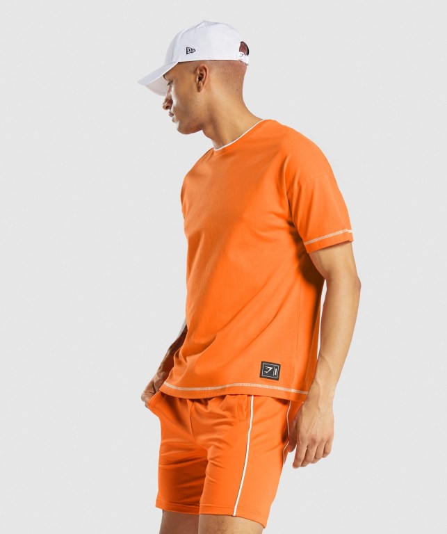 Orange Gymshark Recess Men's T Shirts | US-42APEVW