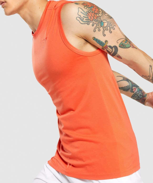 Orange Gymshark Regulate Training Men's Tank Tops | US-03BDGFP