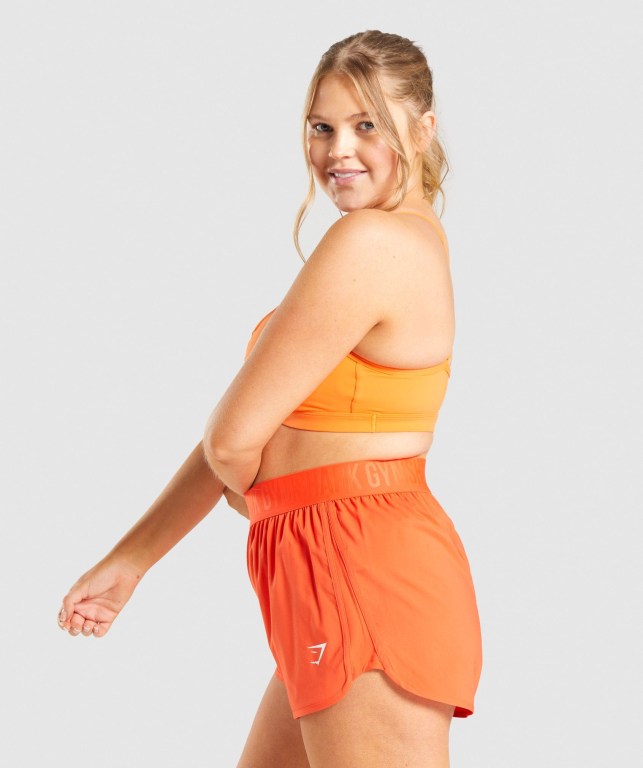 Orange Gymshark Ruched Training Women's Sports Bra | US-37IQGNA