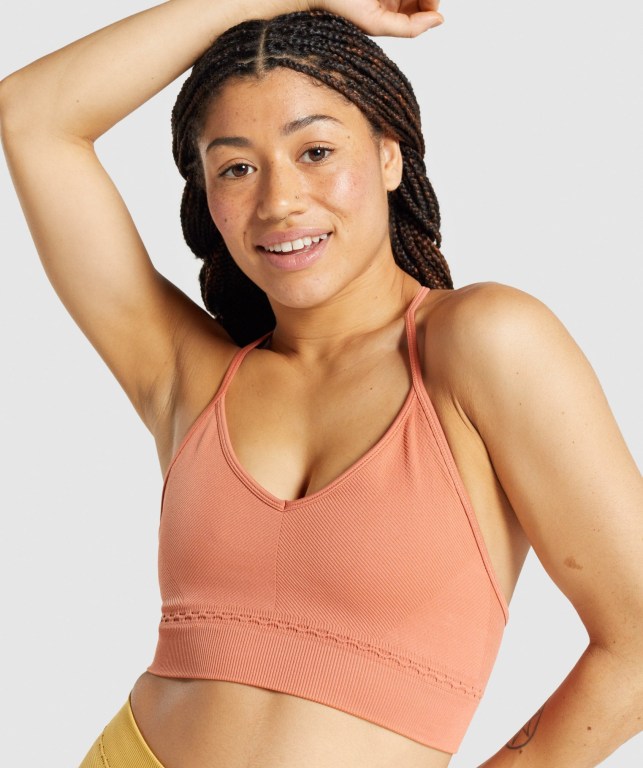 Orange Gymshark Studio Seamless Women's Sports Bra | US-01FGAQL