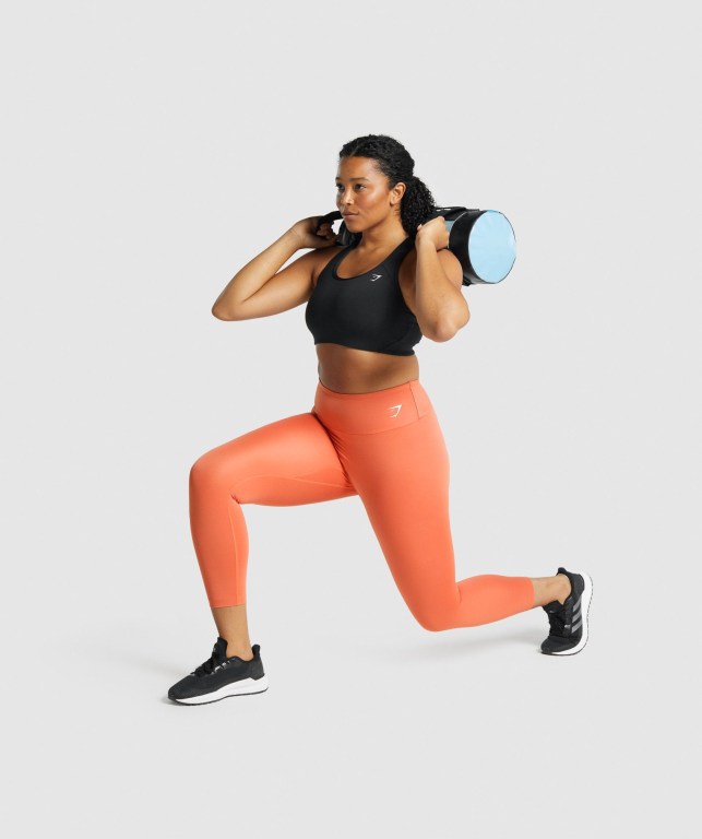 Orange Gymshark Training 7/8 High Waisted Women's Leggings | US-65KVDHE