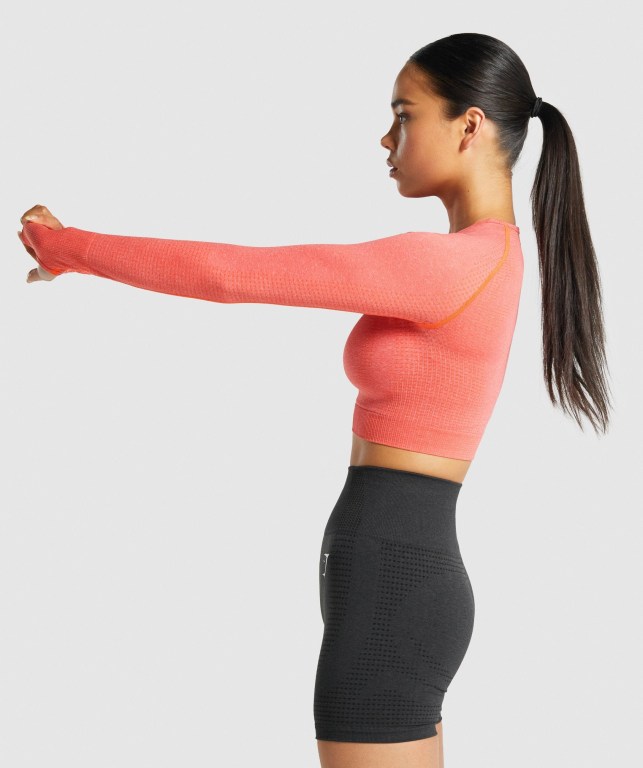 Orange Gymshark Vital Seamless 2.0 Crop Top Women's Sweatshirts | US-67LCRDZ