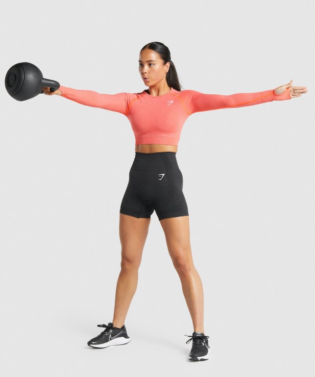 Orange Gymshark Vital Seamless 2.0 Crop Top Women's Sweatshirts | US-67LCRDZ