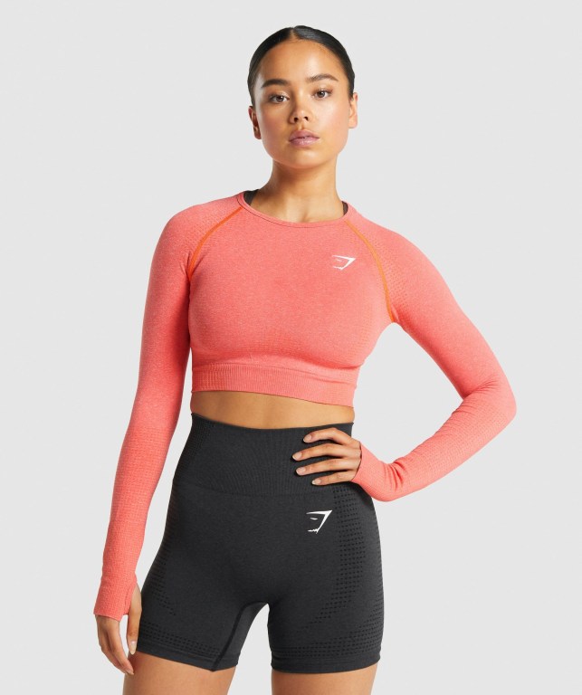 Orange Gymshark Vital Seamless 2.0 Crop Top Women\'s Sweatshirts | US-67LCRDZ