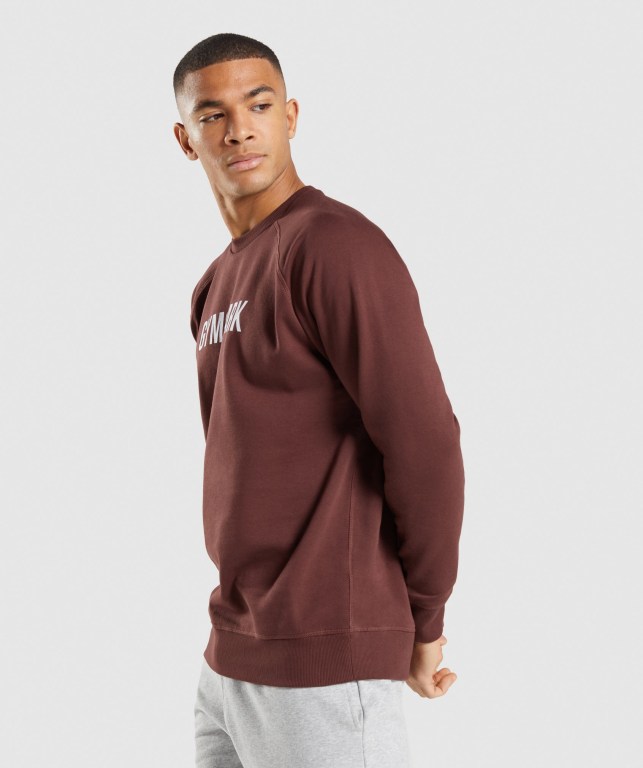 Pink Brown Gymshark Apollo Crew Men's Hoodies | US-27XWUIB