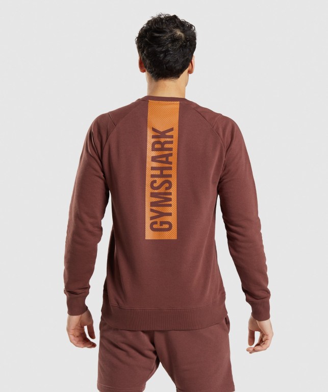 Pink Brown Gymshark Bold Crew Men's Hoodies | US-27GSXNF