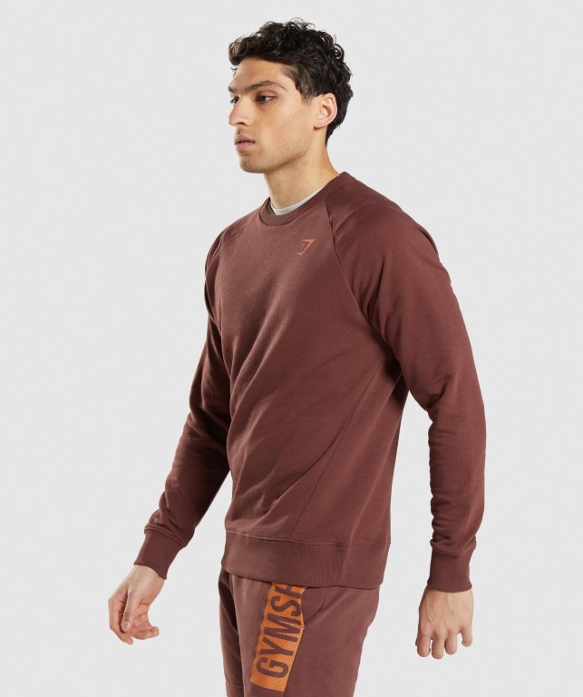 Pink Brown Gymshark Bold Crew Men's Hoodies | US-27GSXNF