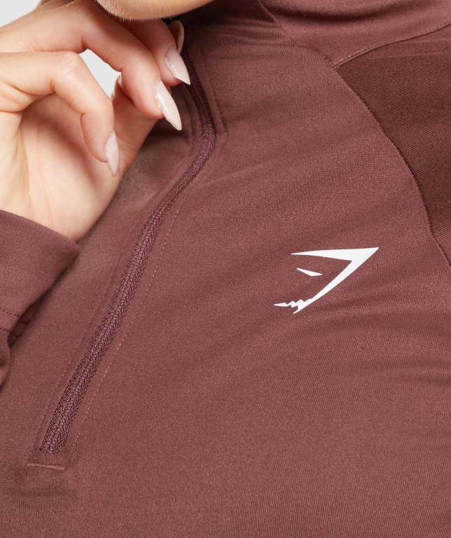 Pink Brown Gymshark Training 1/4 Zip Women's Hoodies | US-65GHLMO