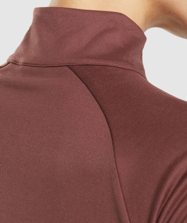 Pink Brown Gymshark Training 1/4 Zip Women's Hoodies | US-65GHLMO