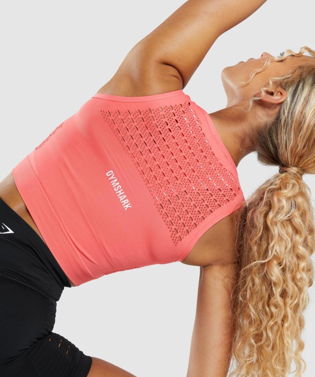 Pink Gymshark Energy Seamless Crop Top Women's Sweatshirts | US-72GUKOA