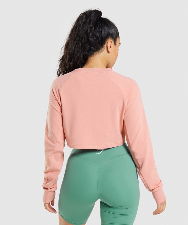 Pink Gymshark Training Cropped Sweater Women's Hoodies | US-42MZHWE