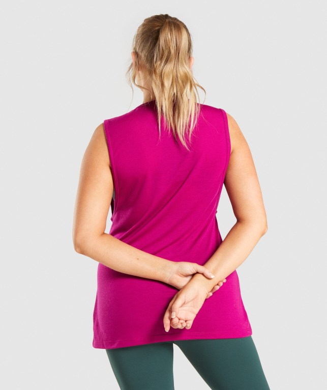 Pink Gymshark Training Drop Arm Women's Tank Tops | US-34OAFBD