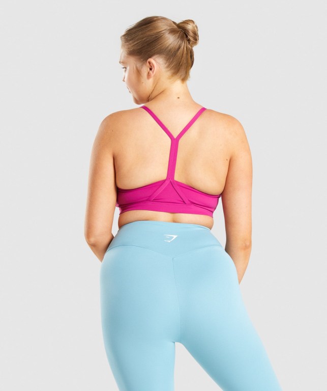 Pink Gymshark V Neck Training Women's Sports Bra | US-69GJFAZ