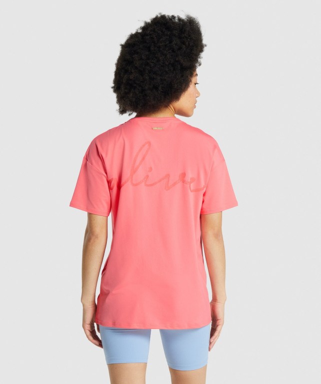 Pink Gymshark Whitney Oversized Women's T Shirts | US-43URJMD