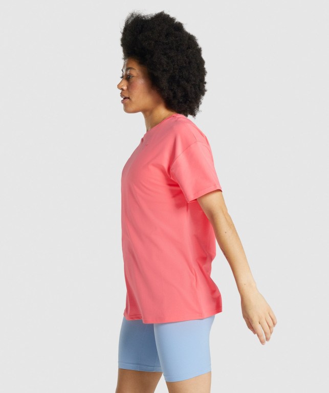 Pink Gymshark Whitney Oversized Women's T Shirts | US-43URJMD