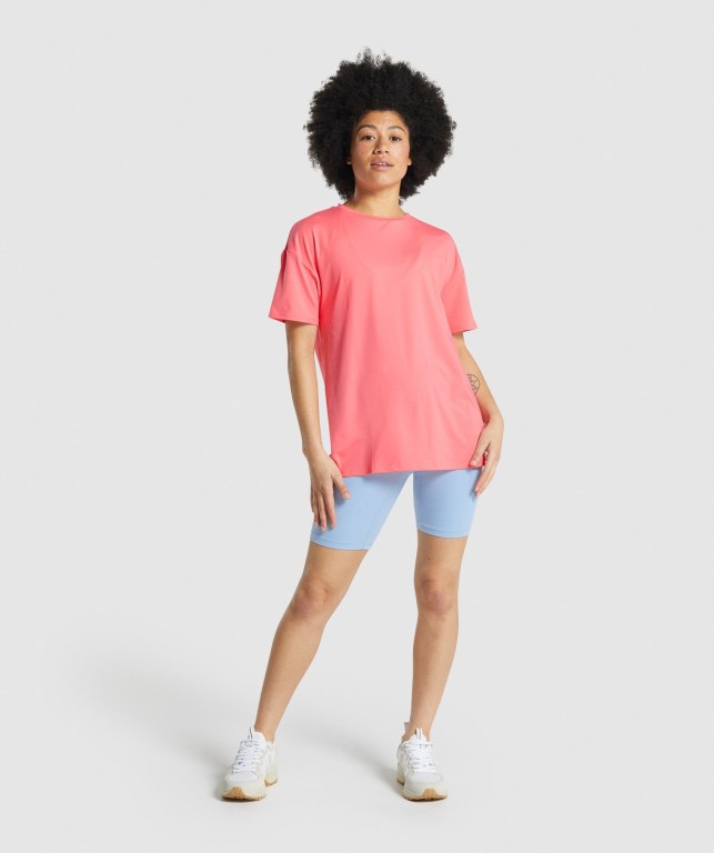 Pink Gymshark Whitney Oversized Women's T Shirts | US-43URJMD