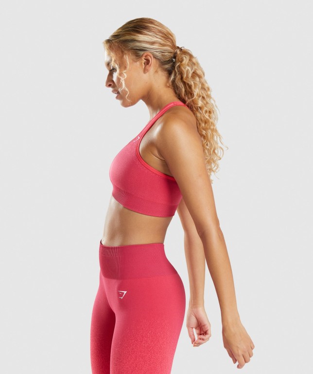 Pink / Red Gymshark Adapt Ombre Seamless Women's Sports Bra | US-80YXFOG