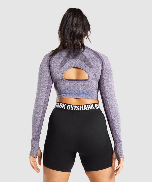 Purple Gymshark Flex Sports Crop Top Women's T Shirts | US-17MTQYU