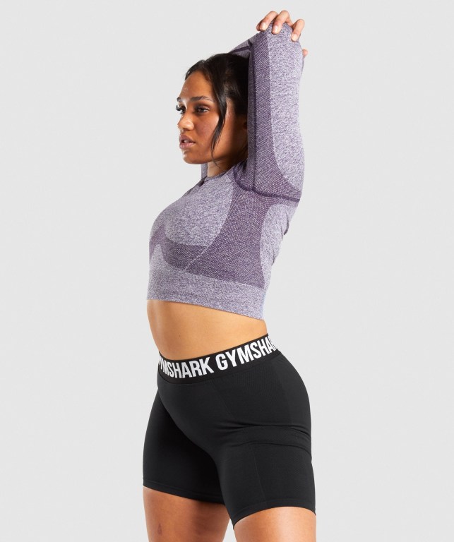 Purple Gymshark Flex Sports Crop Top Women's T Shirts | US-17MTQYU