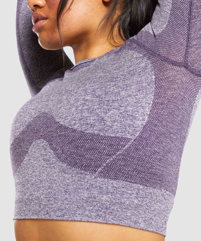 Purple Gymshark Flex Sports Crop Top Women's T Shirts | US-17MTQYU