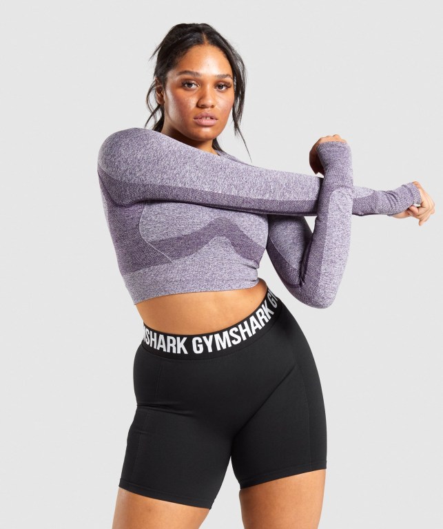 Purple Gymshark Flex Sports Crop Top Women\'s T Shirts | US-17MTQYU