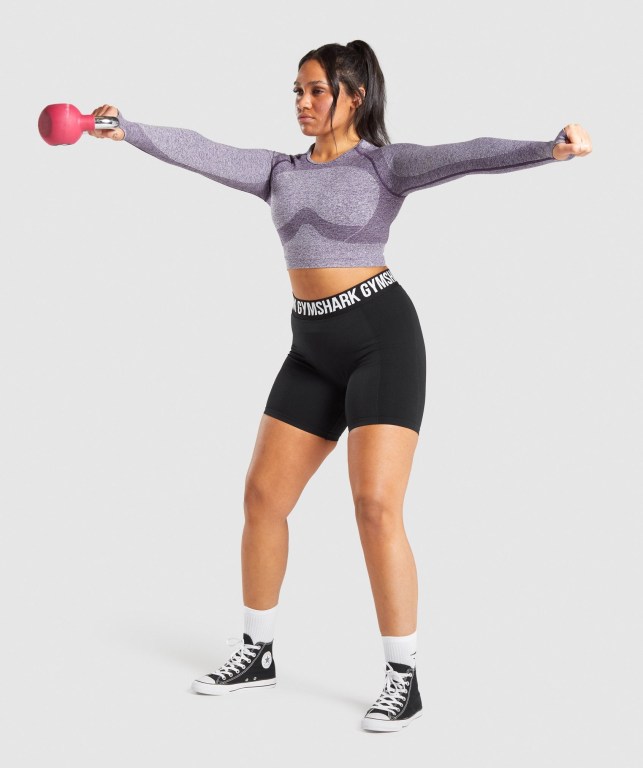 Purple Gymshark Flex Sports Crop Top Women's Sweatshirts | US-37ESILP