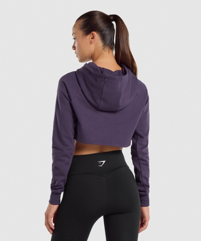 Purple Gymshark Training Cropped Women's Hoodies | US-74ACPSB