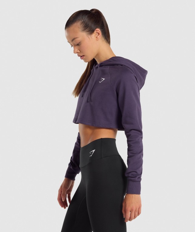 Purple Gymshark Training Cropped Women's Hoodies | US-74ACPSB