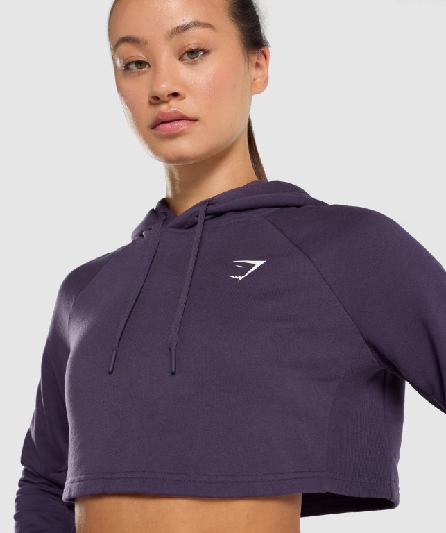 Purple Gymshark Training Cropped Women's Hoodies | US-74ACPSB