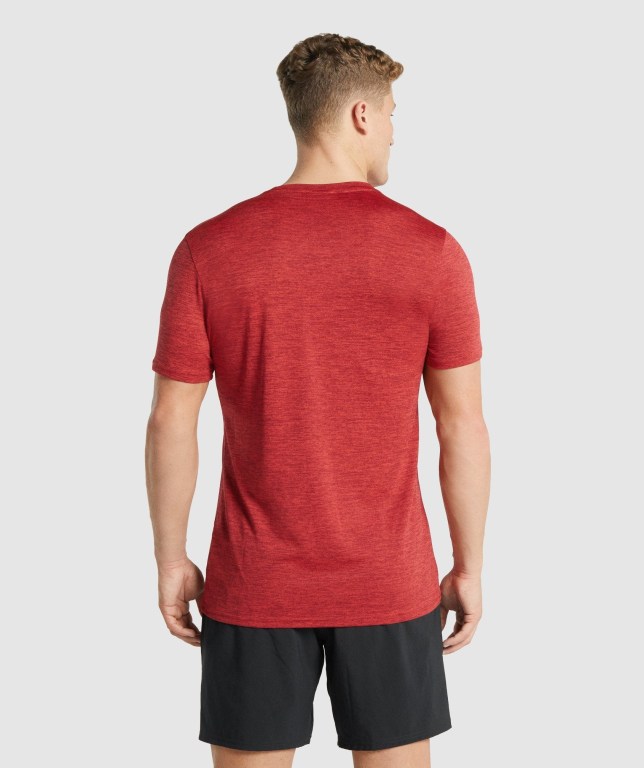 Red Gymshark Arrival Marl Men's T Shirts | US-14VMSXY