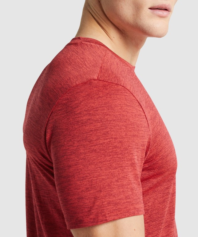 Red Gymshark Arrival Marl Men's T Shirts | US-14VMSXY