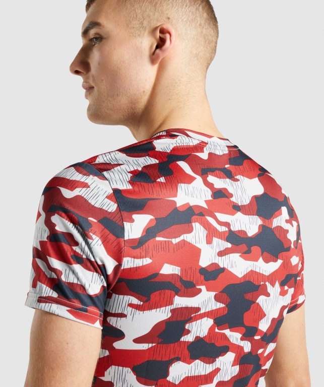 Red Gymshark Arrival Men's T Shirts | US-05YXIOQ