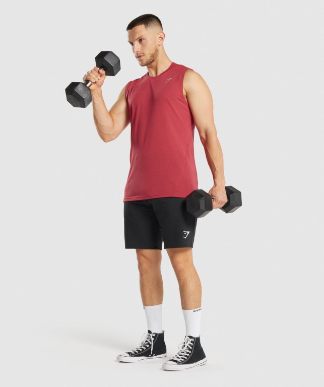 Red Gymshark Hyper Power Men's Tank Tops | US-81CXZFB