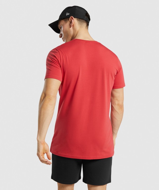 Red Gymshark Legacy Men's T Shirts | US-05QOLUV