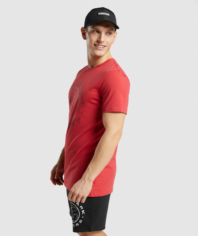 Red Gymshark Legacy Men's T Shirts | US-05QOLUV